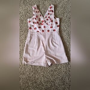 Pink Strawberry Print Women's Shorts